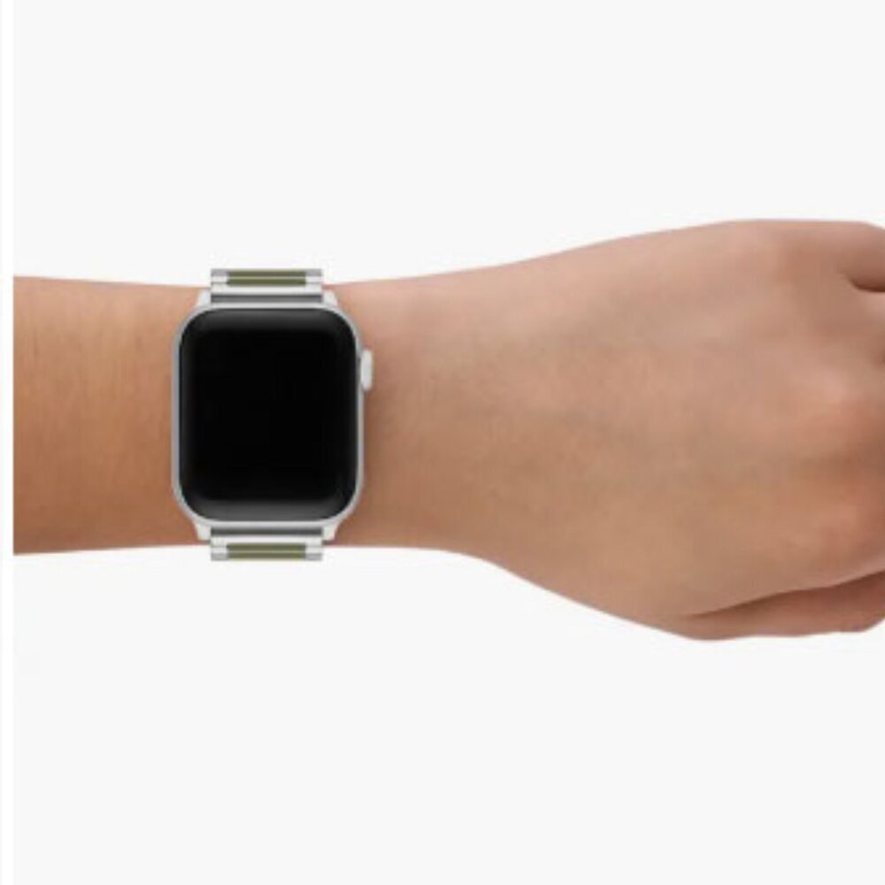 Tory Burch The Kira Green Silicone & Stainless Steel Bracelet For Apple Watch - Picture 3 of 5